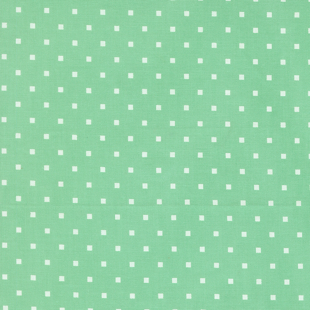 A Cat Named Stitch Square Dots Green by Camille Roskelley of Moda Fabrics 55345 19, 1/2 yard increments