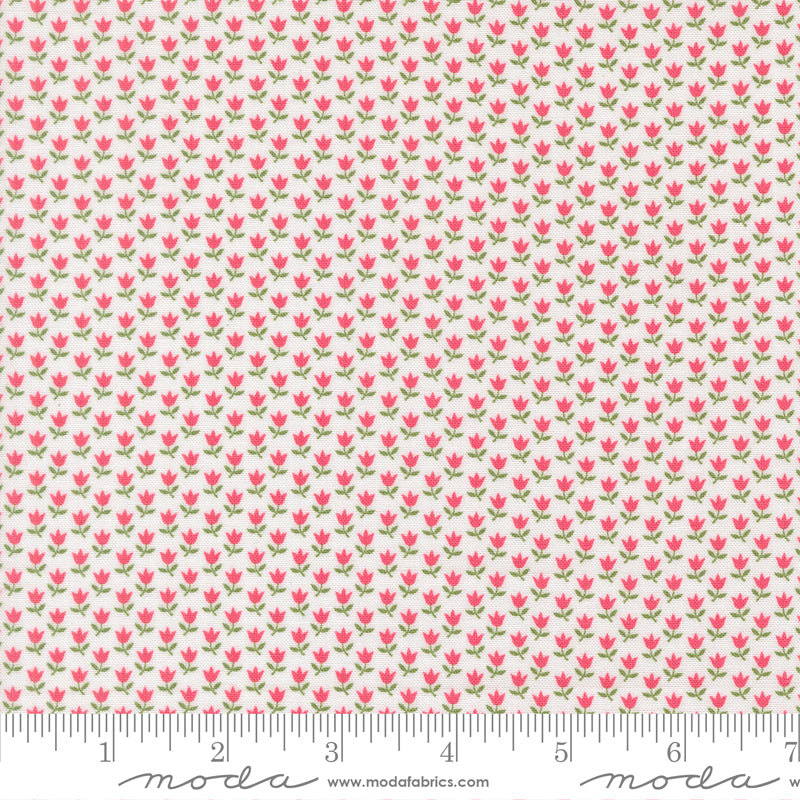 A Cat Named Stitch June Small Floral Tulip Cream Rosie by Camille Roskelley of Moda Fabrics 55347 11, 1/2 yard increments