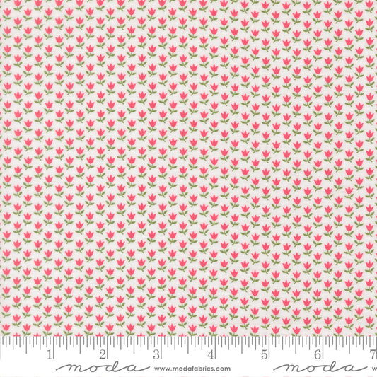 A Cat Named Stitch June Small Floral Tulip Cream Rosie by Camille Roskelley of Moda Fabrics 55347 11, 1/2 yard increments