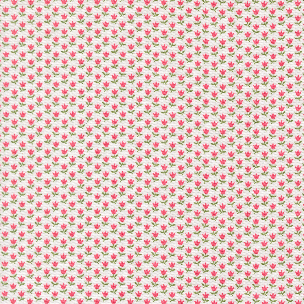 A Cat Named Stitch June Small Floral Tulip Cream Rosie by Camille Roskelley of Moda Fabrics 55347 11, 1/2 yard increments