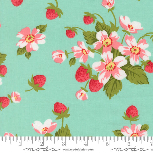 Bloomsberry In Bloom Aqua by Camille Roskelley of Moda Fabrics 55350 13, 1/2 yard increments