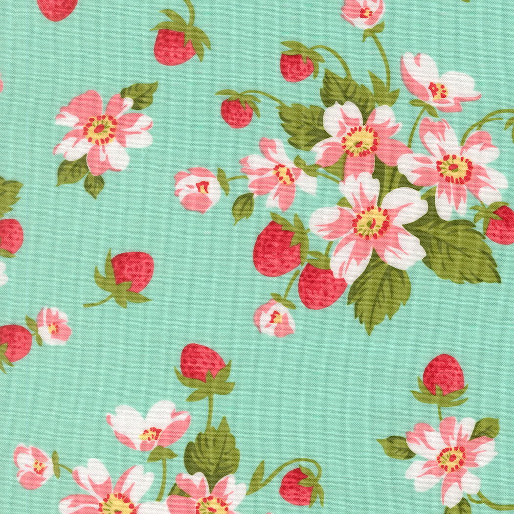 Bloomsberry In Bloom Aqua by Camille Roskelley of Moda Fabrics 55350 13, 1/2 yard increments