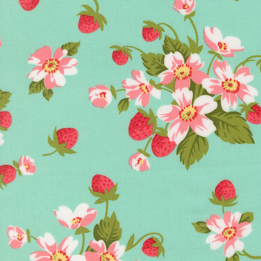 Bloomsberry In Bloom Aqua by Camille Roskelley of Moda Fabrics 55350 13, 1/2 yard increments