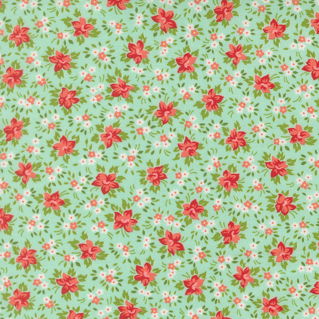 Bloomsberry Marylebone Aqua by Camille Roskelley of Moda Fabrics 55353 13, 1/2 yard increments