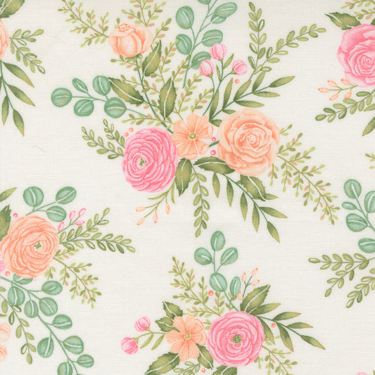 Kindness Rose Garden Florals Dogwood by Deb Strain for Moda Fabrics, 56150 11, 1/2 yard increments