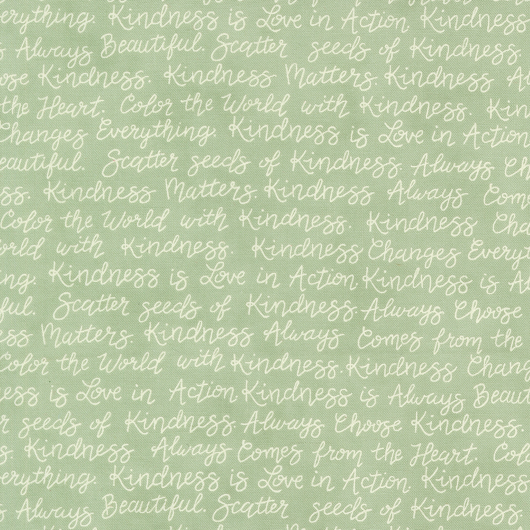 Kindness Kind Words Sage by Deb Strain for Moda Fabrics, 56153 30, 1/2 yard increments