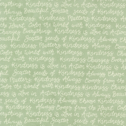 Kindness Kind Words Sage by Deb Strain for Moda Fabrics, 56153 30, 1/2 yard increments
