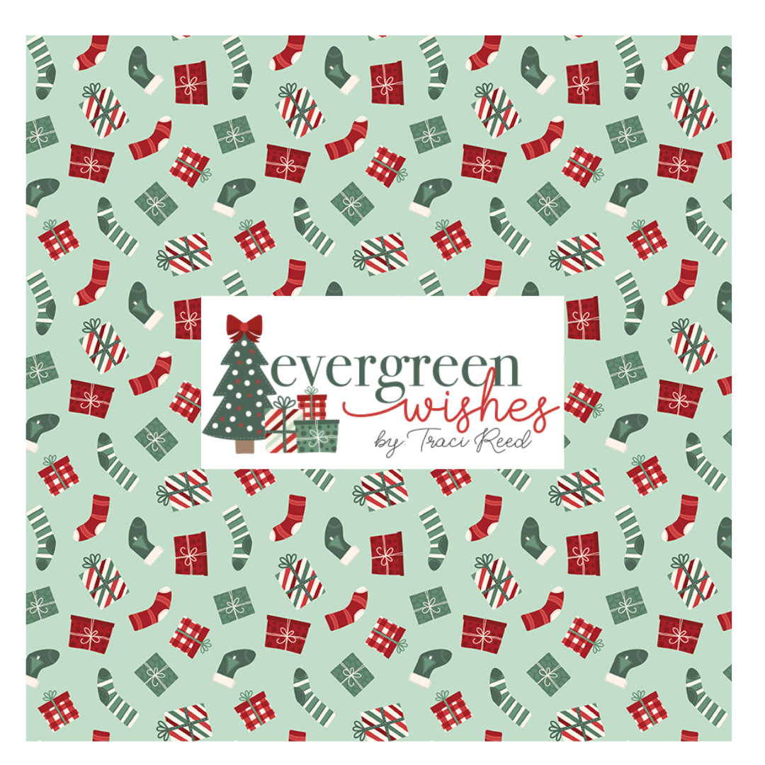 Evergreen Wishes Curated (7 fabrics) Bundles by Traci Reed for Riley Blake Fabrics, Half Yard and Fat Quarter Bundles