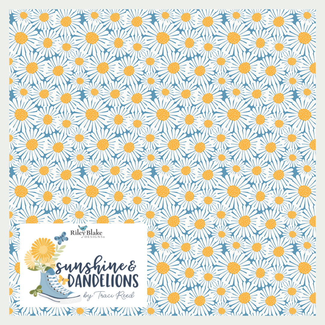 Sunshine & Dandelions Curated 9 fabric bundle by Traci Reed for Riley Blake Designs, Half Yard and Fat Quarter Bundles