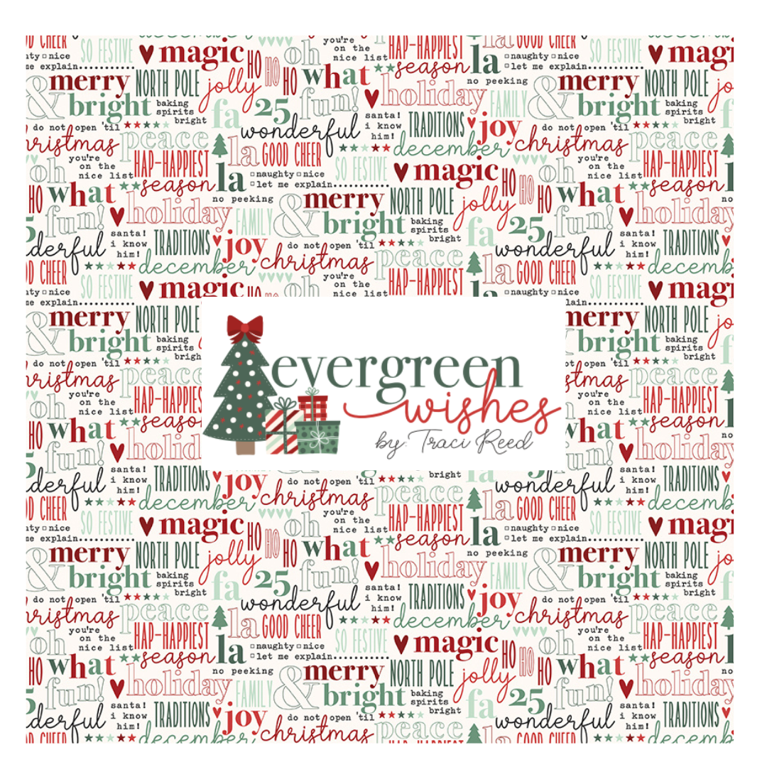 Evergreen Wishes Curated (7 fabrics) Bundles by Traci Reed for Riley Blake Fabrics, Half Yard and Fat Quarter Bundles