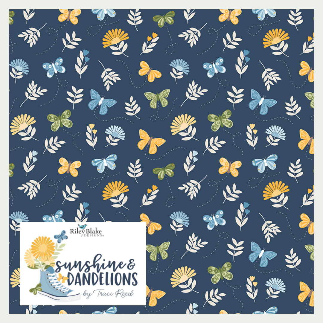 Sunshine & Dandelions Curated 9 fabric bundle by Traci Reed for Riley Blake Designs, Half Yard and Fat Quarter Bundles