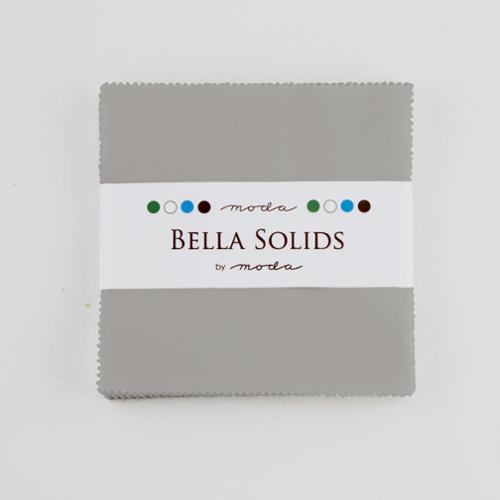 Bella Solids Charm Pack Silver (42 5x5" squares) by Moda Fabrics 9900PP 183