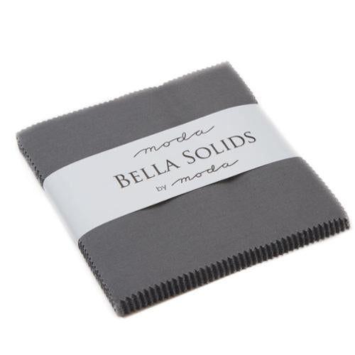 Bella Solids Charm Pack Graphite (42 5x5" squares) by Moda Fabrics 9900PP 202
