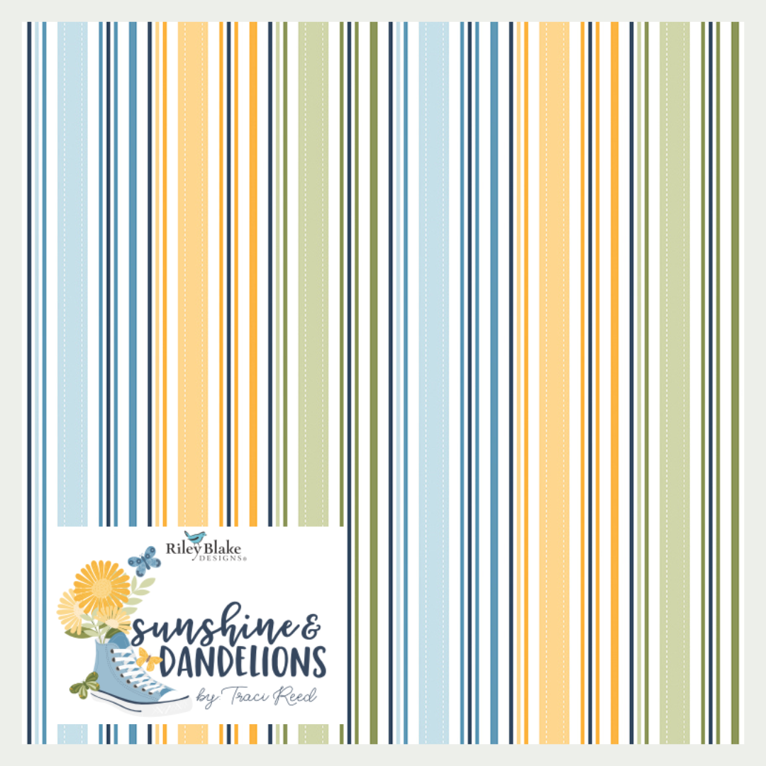 Sunshine & Dandelions Curated 9 fabric bundle by Traci Reed for Riley Blake Designs, Half Yard and Fat Quarter Bundles