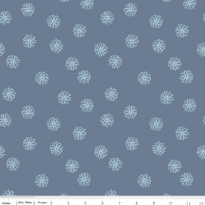 Butterfly Blossom Floral Stone Blue for Riley Blake Fabrics C13274-STONE