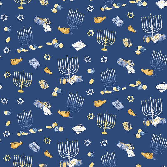 Hanukkah Nights Main Blue for Riley Blake Fabrics C13430-BLUE