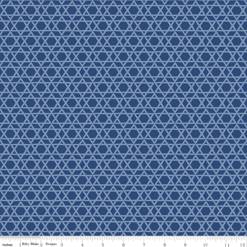 Hanukkah Nights Star of David Blue for Riley Blake Fabrics C13432-BLUE