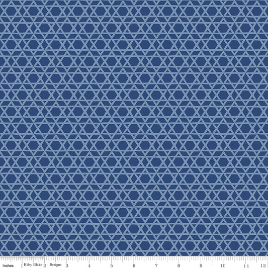 Hanukkah Nights Star of David Blue for Riley Blake Fabrics C13432-BLUE