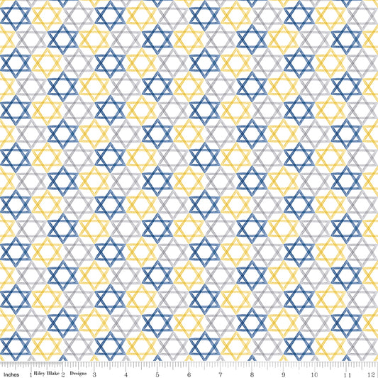 Hanukkah Nights Star of David White for Riley Blake Fabrics C13432-WHITE