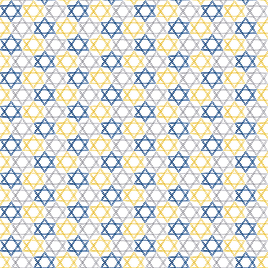 Hanukkah Nights Star of David White for Riley Blake Fabrics C13432-WHITE