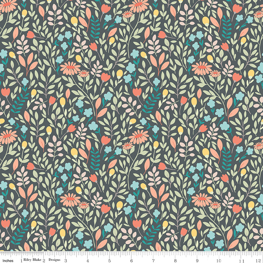 Sunshine and Sweet Tea Summer Floral Steel for Riley Blake Fabrics C14323-STEEL