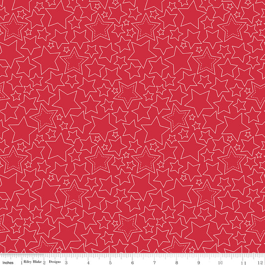 Sweet Freedom Stars Red for Riley Blake Fabrics C14414-RED