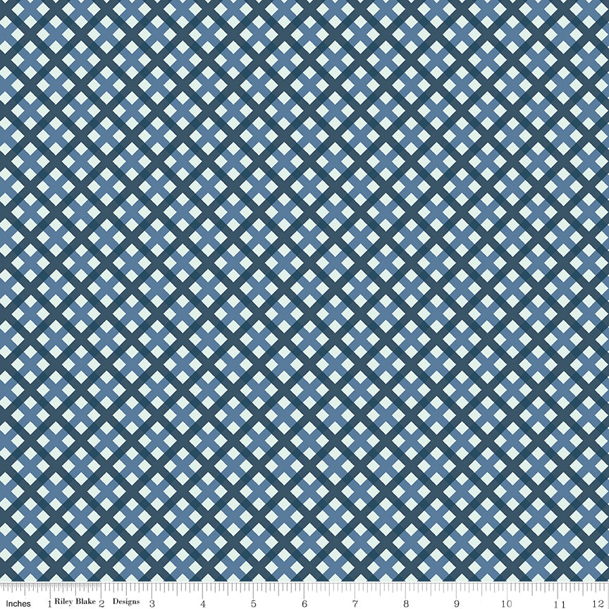 Sweet Freedom Gingham Picnic Blue for Riley Blake Fabrics C14417-BLUE