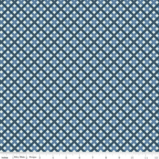 Sweet Freedom Gingham Picnic Blue for Riley Blake Fabrics C14417-BLUE