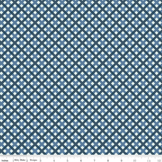 Sweet Freedom Gingham Picnic Blue for Riley Blake Fabrics C14417-BLUE