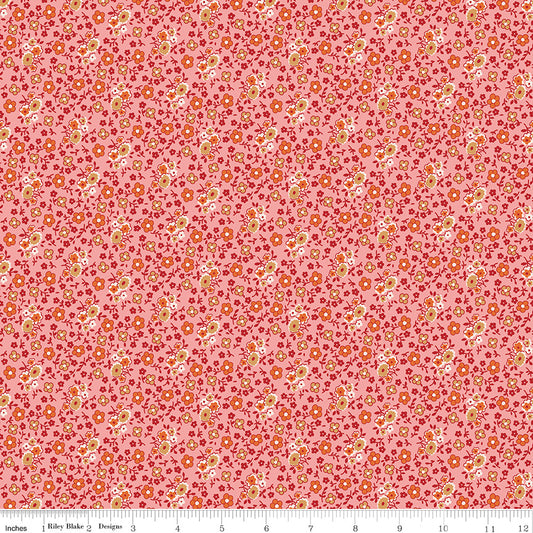 Autumn Bouquet Coral by Lori Holt for Riley Blake Fabrics C14656-CORAL, 1/2 yard increments