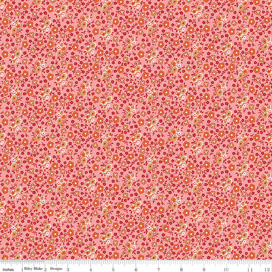 Autumn Bouquet Coral by Lori Holt for Riley Blake Fabrics C14656-CORAL, 1/2 yard increments