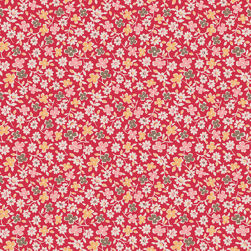 Autumn Cosmos Riley Red by Lori Holt for Riley Blake Fabrics C14659-RILEYRED, 1/2 yard increments