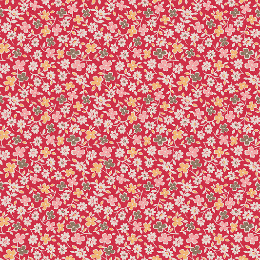 Autumn Cosmos Riley Red by Lori Holt for Riley Blake Fabrics C14659-RILEYRED, 1/2 yard increments