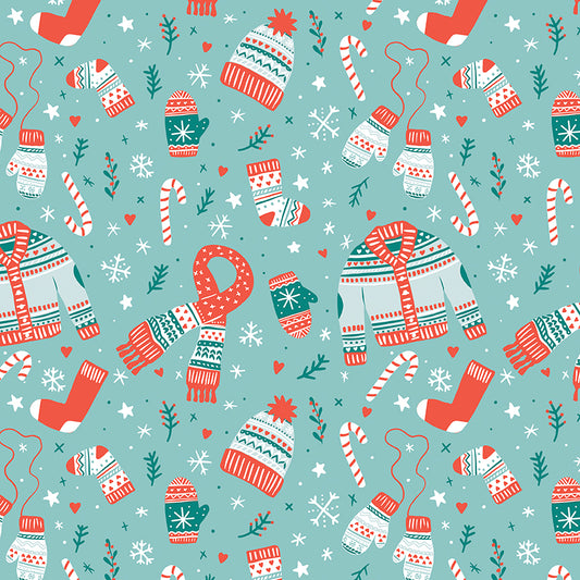 Ski Hill Main Aqua by Corinne Wells for Riley Blake Designs C14770-AQUA, 1/2 yard increments