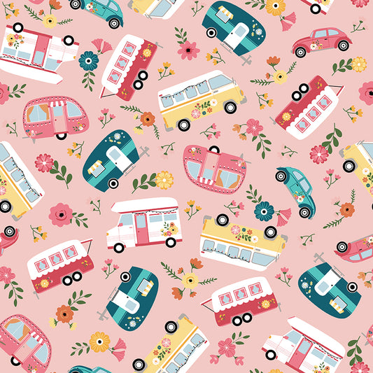 Gone Glamping Main Pink by Lori Whitlock for Riley Blake Fabrics C14790-PINK, 1/2 yard increments