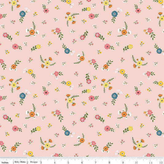 Gone Glamping Flowers Pink by Lori Whitlock for Riley Blake Fabrics C14793-PINK, 1/2 yard increments