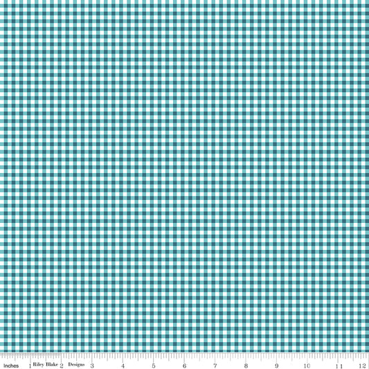 Gone Glamping Gingham Blue by Lori Whitlock for Riley Blake Fabrics C14795-BLUE, 1/2 yard increments