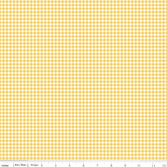 Gone Glamping Gingham Yellow by Lori Whitlock for Riley Blake Fabrics C14795-YELLOW, 1/2 yard increments