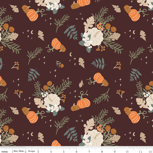 Pumpkin Spice Main Espresso by Simple Simon & Company for Riley Blake Fabrics C14990-ESPRESSO, 1/2 yard increments