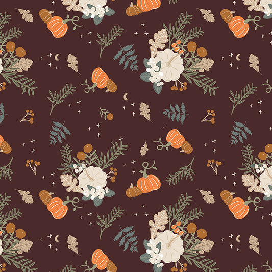Pumpkin Spice Main Espresso by Simple Simon & Company for Riley Blake Fabrics C14990-ESPRESSO, 1/2 yard increments