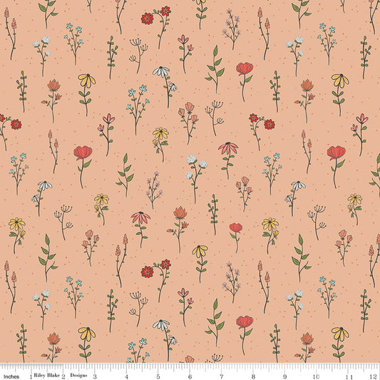 Stay Wild Boho Little Flowers Apricot by Amanda Niederhauser for Riley Blake Fabrics C15211-APRICOT, 1/2 yard increments