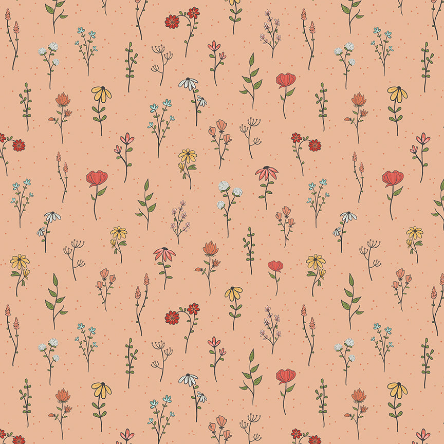 Stay Wild Boho Little Flowers Apricot by Amanda Niederhauser for Riley Blake Fabrics C15211-APRICOT, 1/2 yard increments