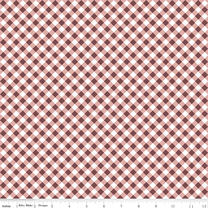 A Walk on the Prairie Gingham Dusty Rose by Melissa Gilbert for Riley Blake Fabrics C15236-DUSTYROSE, 1/2 yard increments