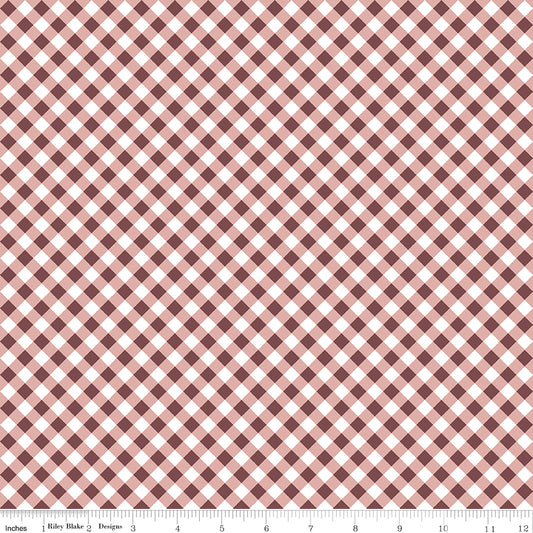 A Walk on the Prairie Gingham Dusty Rose by Melissa Gilbert for Riley Blake Fabrics C15236-DUSTYROSE, 1/2 yard increments