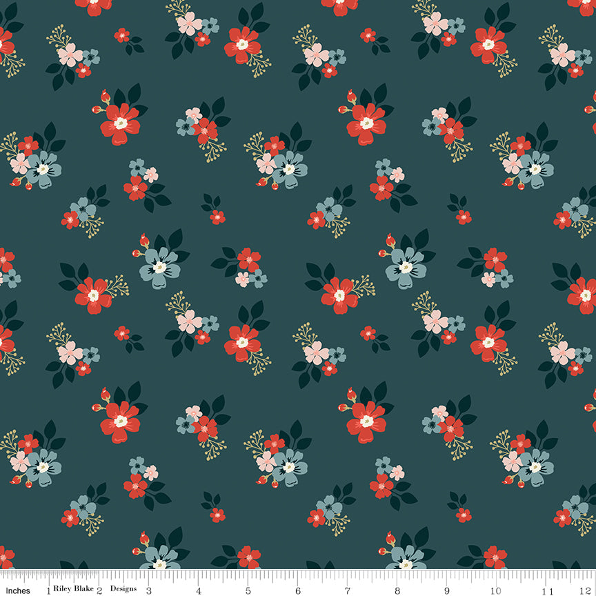 Vintage Charm Floral Midnight by Dani Mogstad for Riley Blake Fabrics C15271-MIDNIGHT, 1/2 yard increments