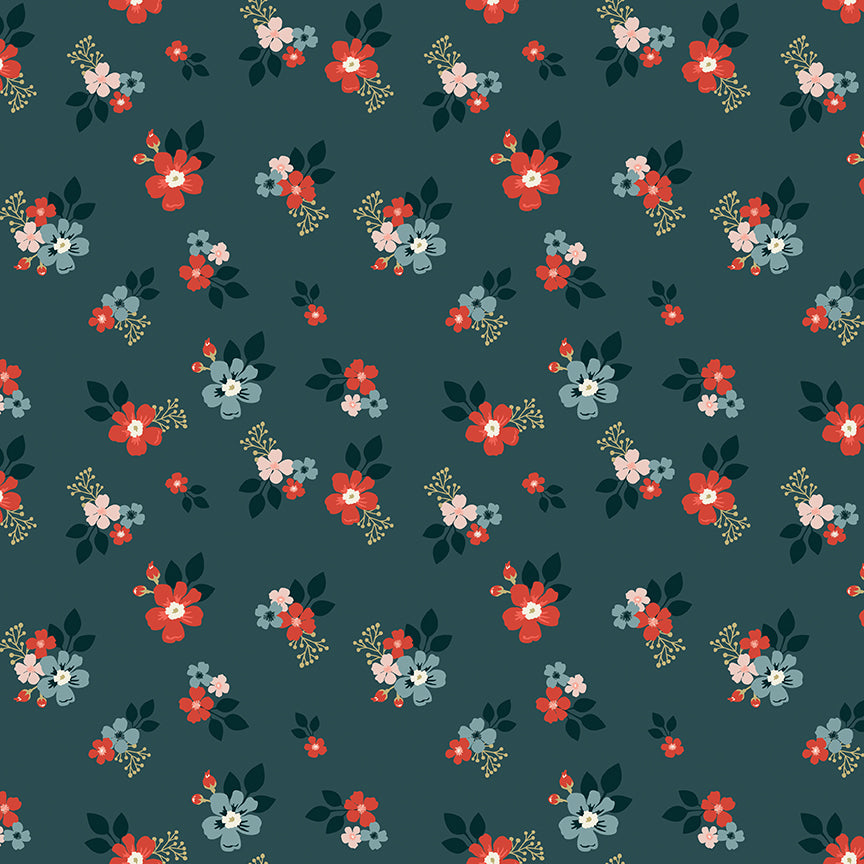 Vintage Charm Floral Midnight by Dani Mogstad for Riley Blake Fabrics C15271-MIDNIGHT, 1/2 yard increments