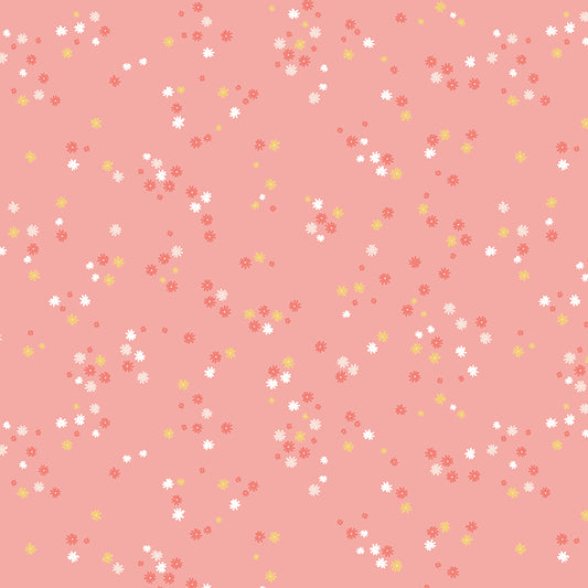 Between the Pages Flowers Coral by Fran Gulick for Riley Blake Fabrics C15376-CORAL, 1/2 yard increments