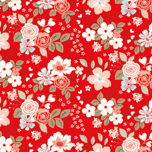 You & Me Main Red by Sandy Gervais for Riley Blake Fabrics C15400-RED, 1/2 yard increments