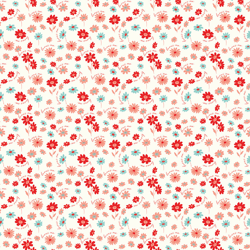 You & Me Loves Me Cream by Sandy Gervais for Riley Blake Fabrics C15401-CREAM, 1/2 yard increments
