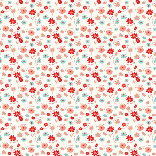 You & Me Loves Me Cream by Sandy Gervais for Riley Blake Fabrics C15401-CREAM, 1/2 yard increments